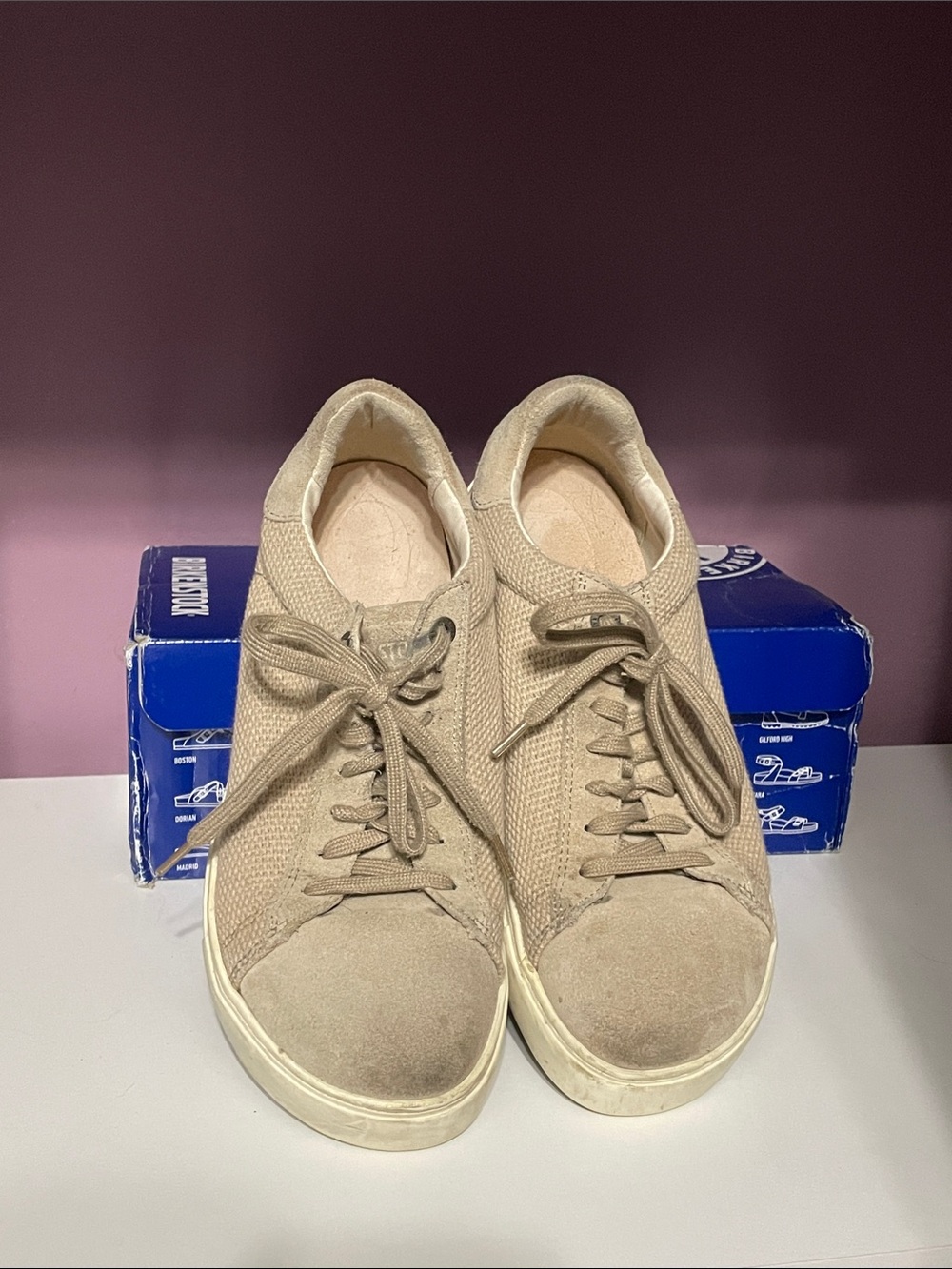 Birkenstock BEND LOW Taupe Suede Sneakers - Size 38